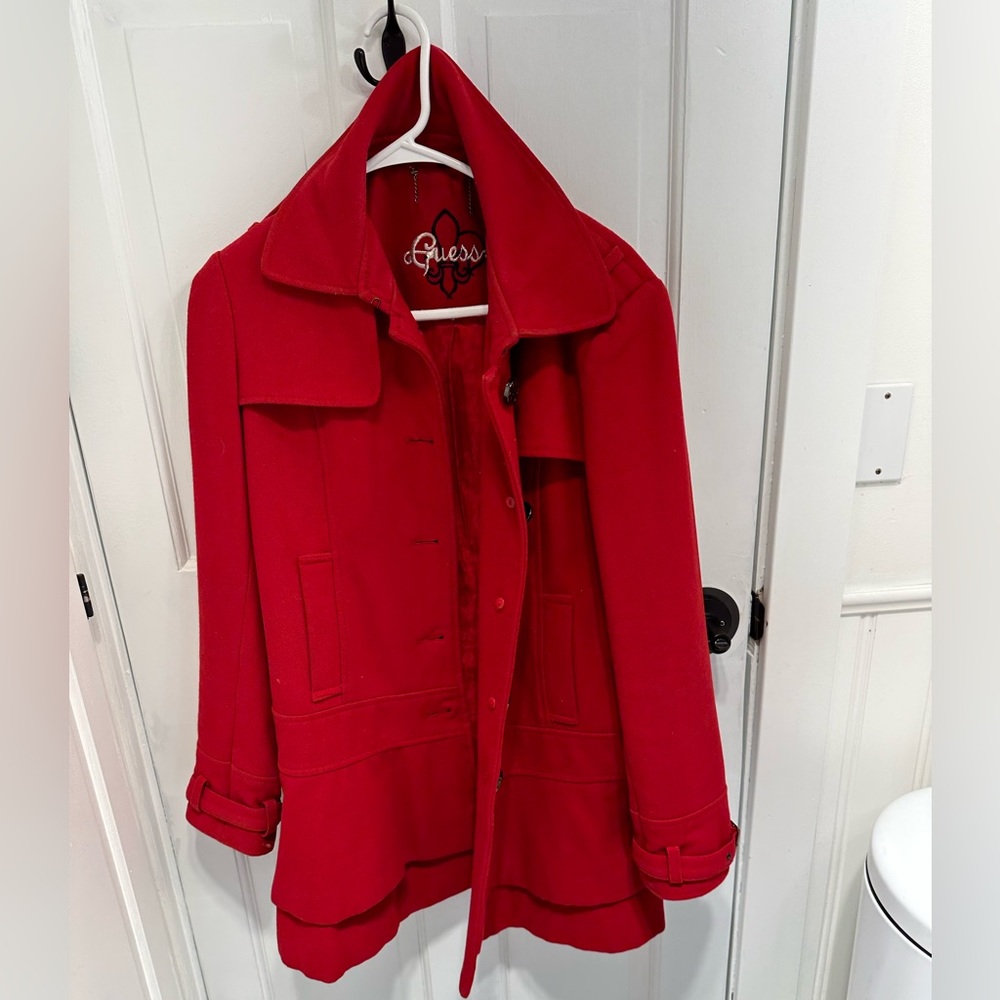 Guess Vintage Red Wool Coat